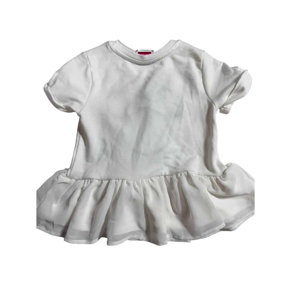 Disney Junior Minnie Mouse Peplum Top Girls 5 White Ruffle Chiffon Hem Graphic T - Picture 5 of 8
